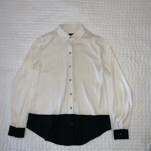 Ann Taylor Women's White and Black Shirt
